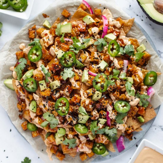 Vegan Poke Nachos with Hawaiian BBQ