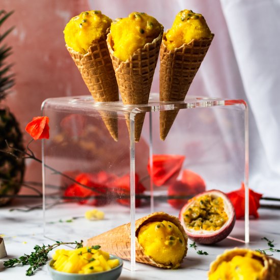 Mango, pineapple, turmeric sorbet