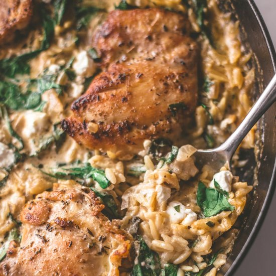 One Pan Chicken and Orzo