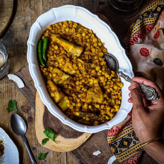 Chhana Dal with raw jackfruit