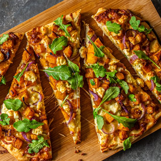 PUMPKIN AND CARAMELISED ONION PIZZA