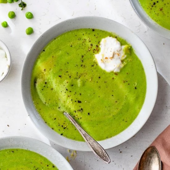 Spring Pea Soup with Fresh Herbs.