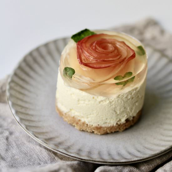 Mini passionfruit rose cheesecake