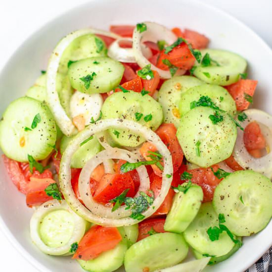 Marinated Cucumber Tomato and Onion