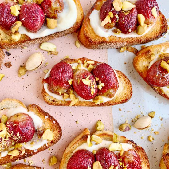 Roasted Grape Crostini