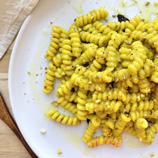 Golden Beet Fusilli with Pistachios