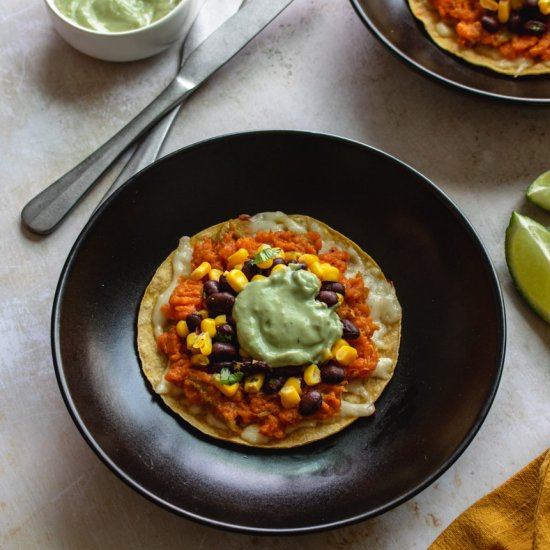 Cheesy Sweet Potato Tostadas