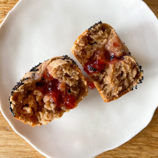 Tahini Rye Muffins with Jam