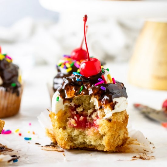 Banana Split Cupcakes