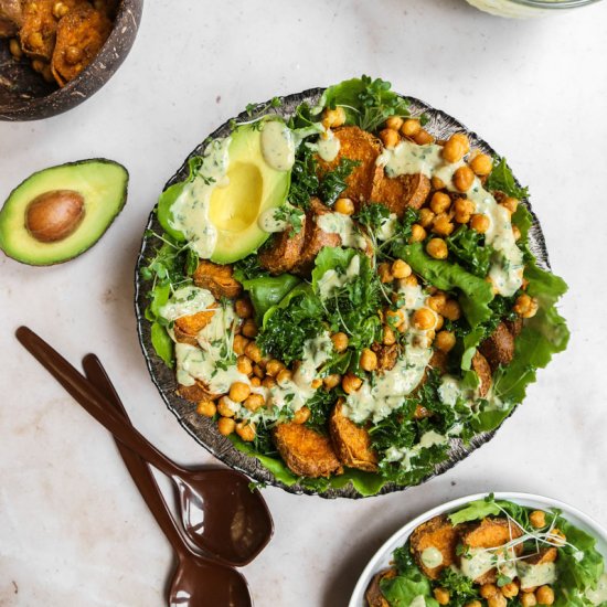 Tahini Sweet Potato Chickpea Salad