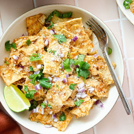 Authentic Mexican Chilaquiles Rojos