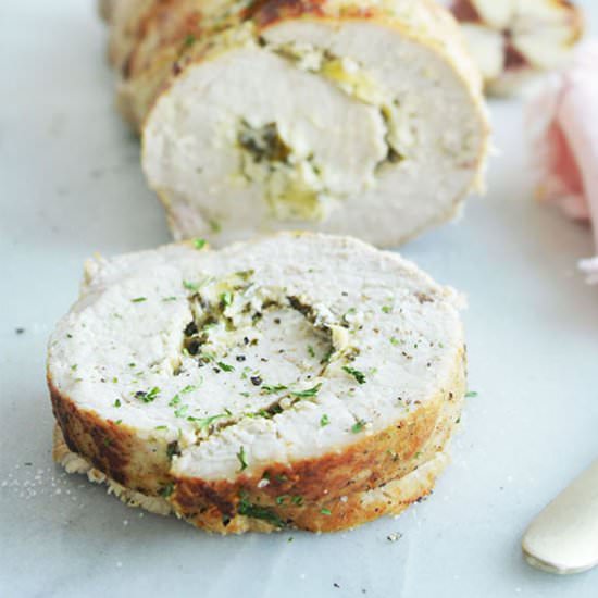 Spinach Artichoke Stuffed Pork Loin