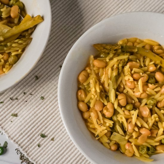 Lemon White Bean Orzo Stew