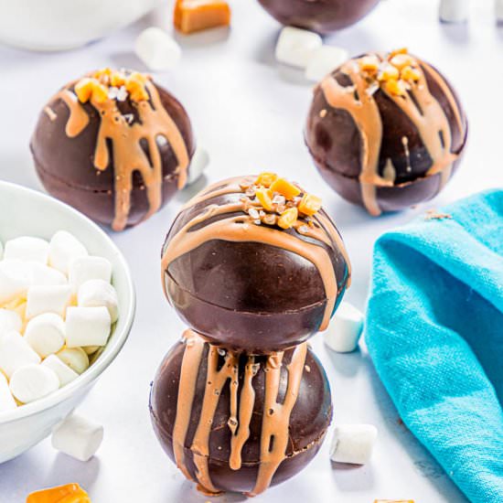 Salted Caramel Hot Chocolate Bombs