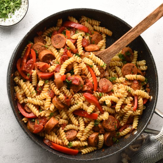 Vegan Sausage Pasta Skillet