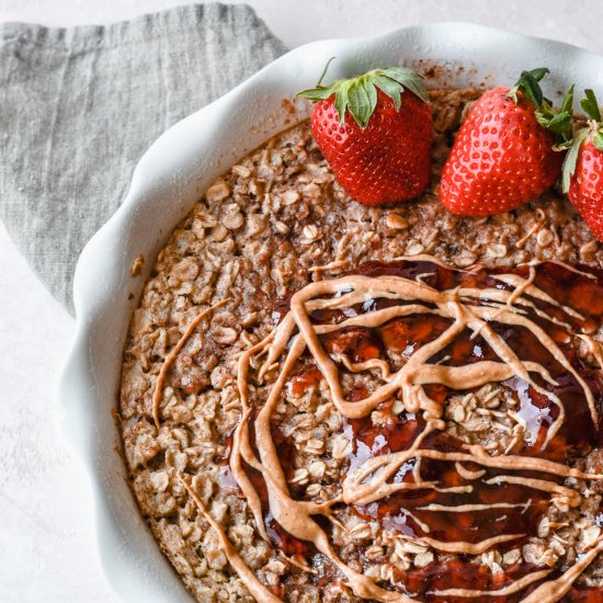 Peanut Butter and Jelly Baked Oats