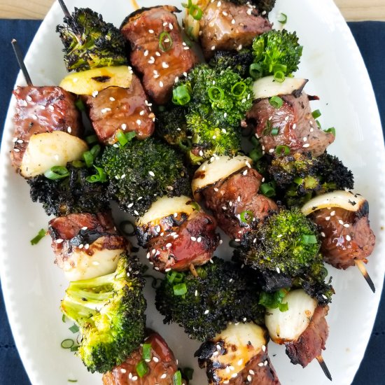 broccoli beef skewers