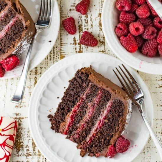 Layered Chocolate Raspberry Cake