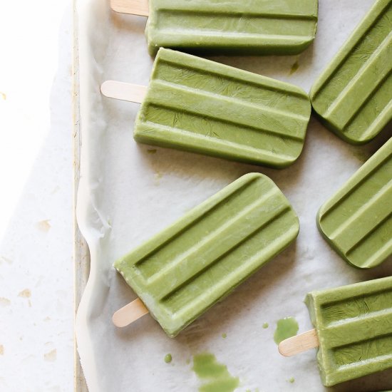 Matcha Popsicles with Coconut Milk