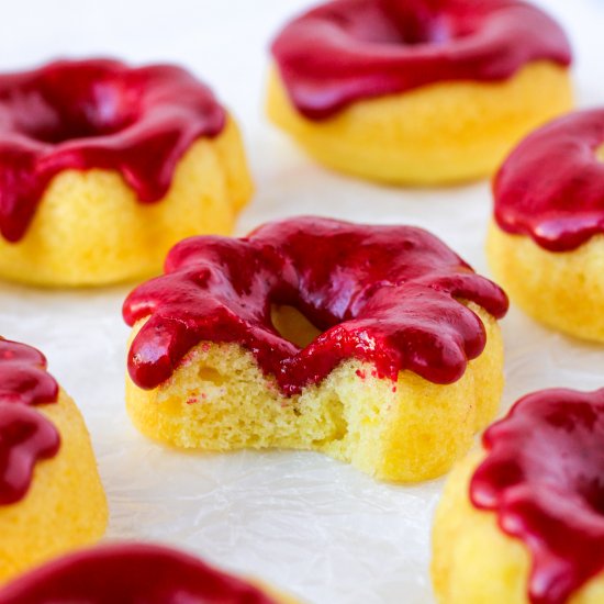 Mini Baked Lemon Raspberry Donuts