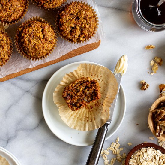 Carrot Oat Walnut Muffins