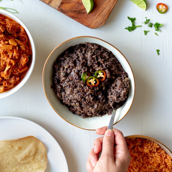 Easy Refried Black Beans (20 Mins!)