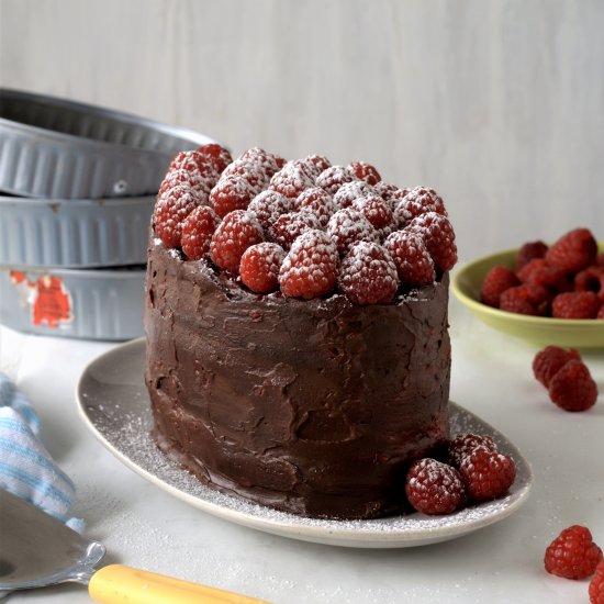 chocolate raspberry layer cake