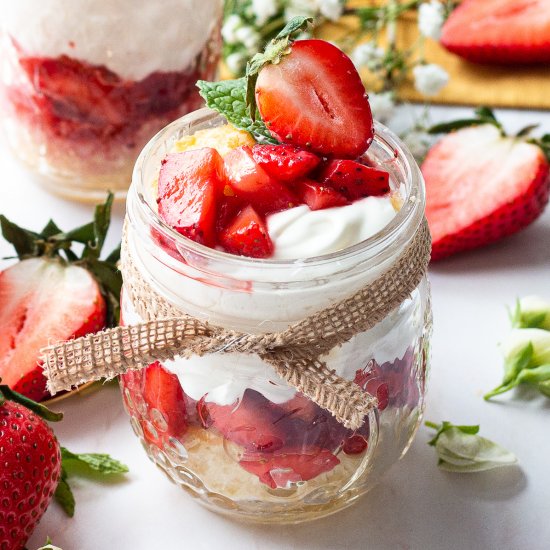 Strawberry Shortcake In Mason Jars