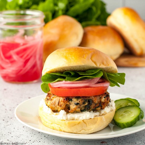 Greek Chicken Burgers with Feta