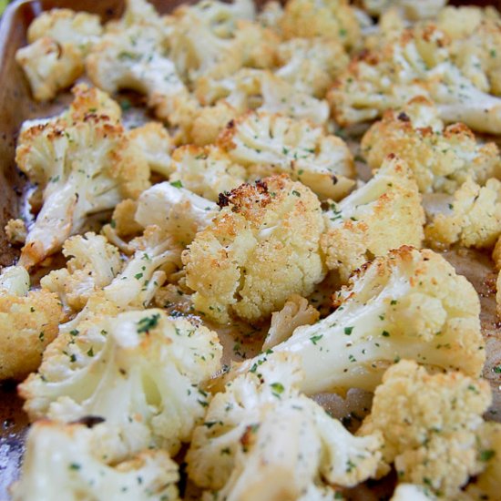 Lemon Garlic Roasted Cauliflower