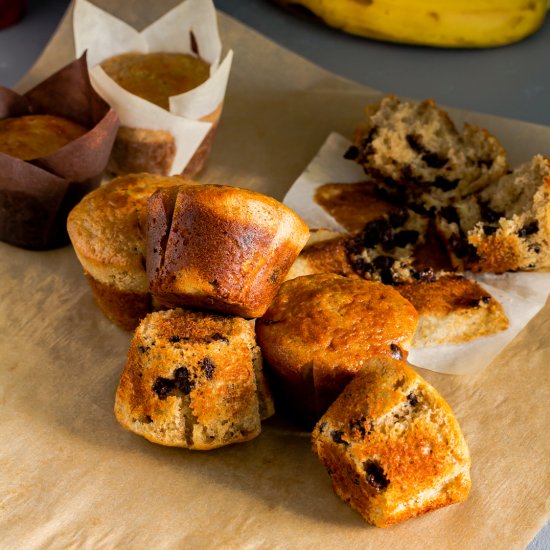 Sourdough Banana Chocolate Muffins