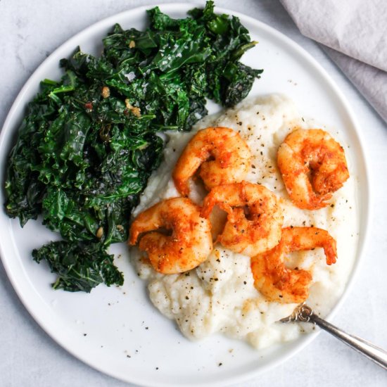 Spicy Shrimp with Sauteed Kale