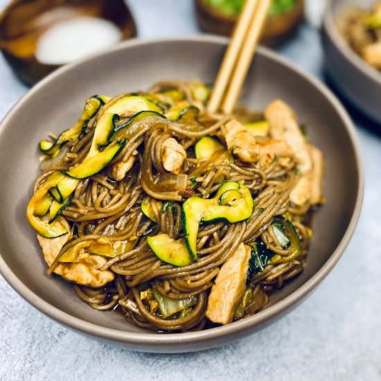 Garlic Ginger Pork and Soba Noodles