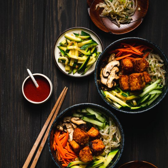 Vegan Bibimbap with Spicy Tempeh