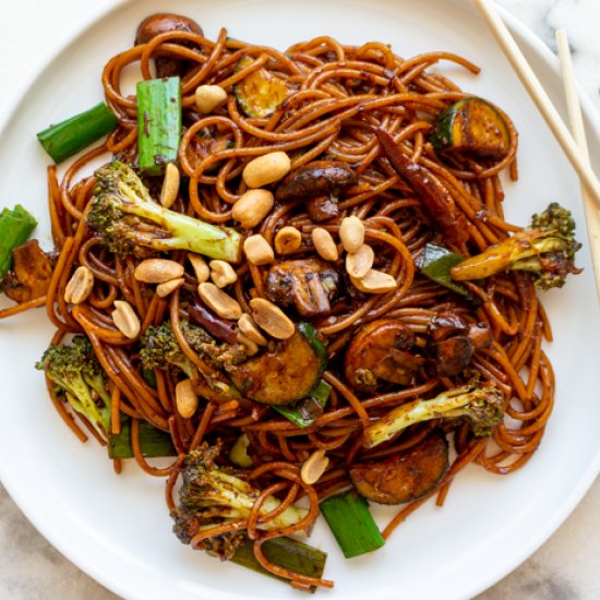 Kung Pao Noodles & Veggie Stir-Fry