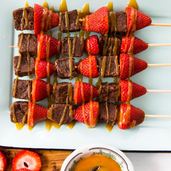 Brownie-Strawberry Skewers