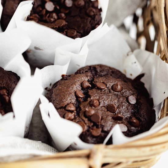 Vegan Double Chocolate Muffins