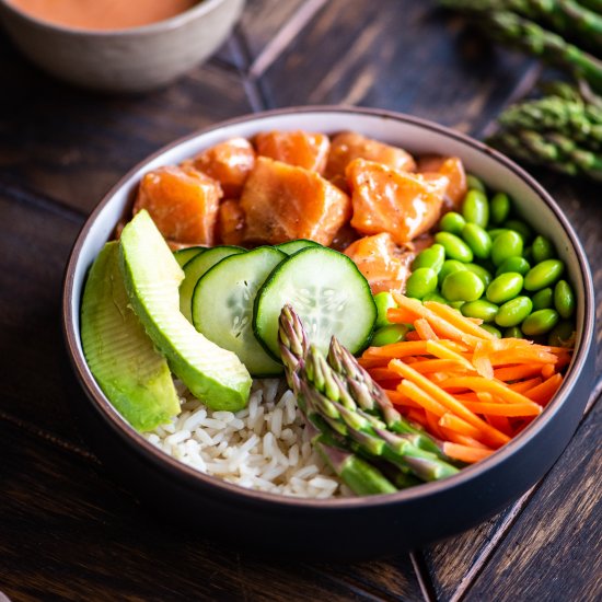 Salmon Poke Bowl with Spicy Mayo