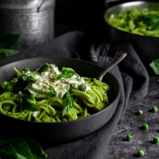 Green Pea Pasta with Burrata