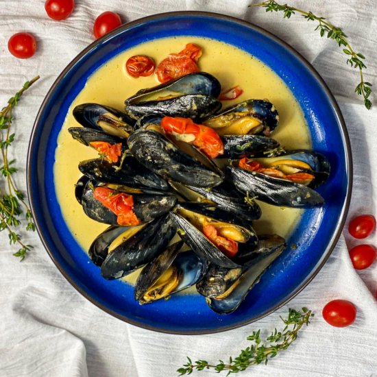 Belgian style Mussels in White Wine