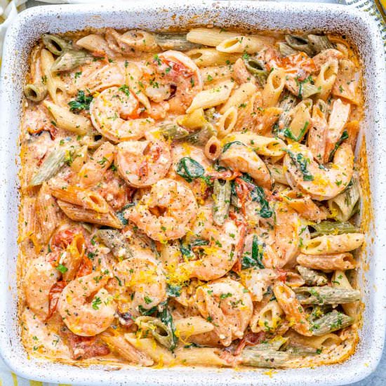 BAKED FETA PASTA WITH SHRIMP