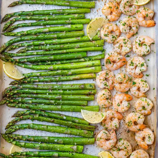 SHEET PAN GARLIC SHRIMP AND ASPARAG