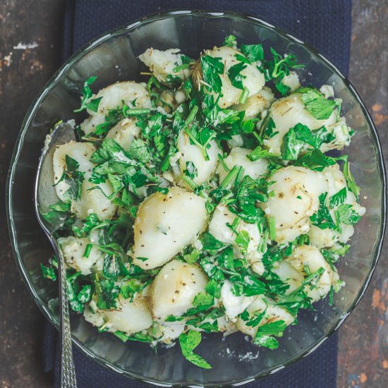 Boiled Potatoes with Garlic & Herbs