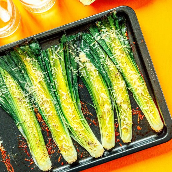 Perfect Roasted Leeks (w/Parmesam)