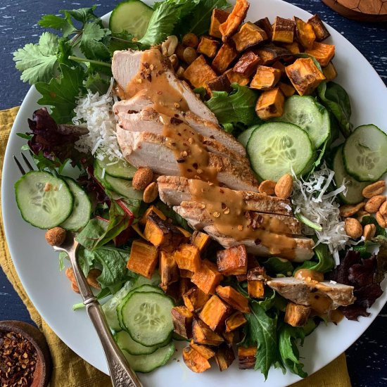 Spicy Peanut Coconut & Chicken Salad