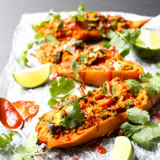 Twice Baked Curry Sweet Potatoes