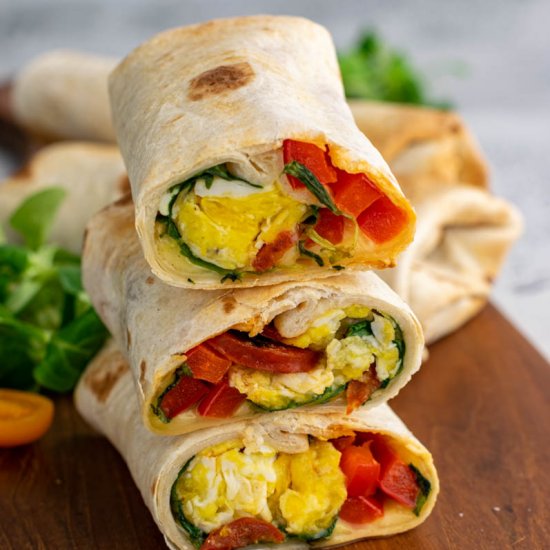 Breakfast wrap with egg and chorizo