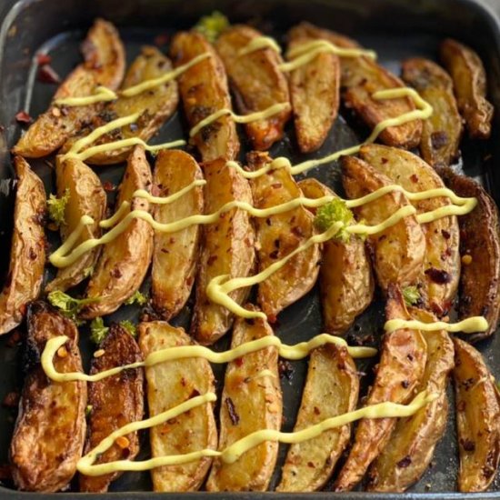 Baked Garlic Potato Wedges