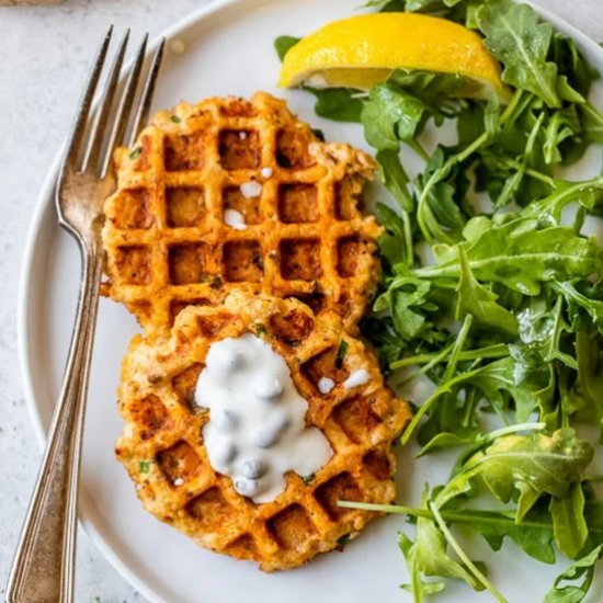 Easy 10-Minute Waffled Salmon Cakes