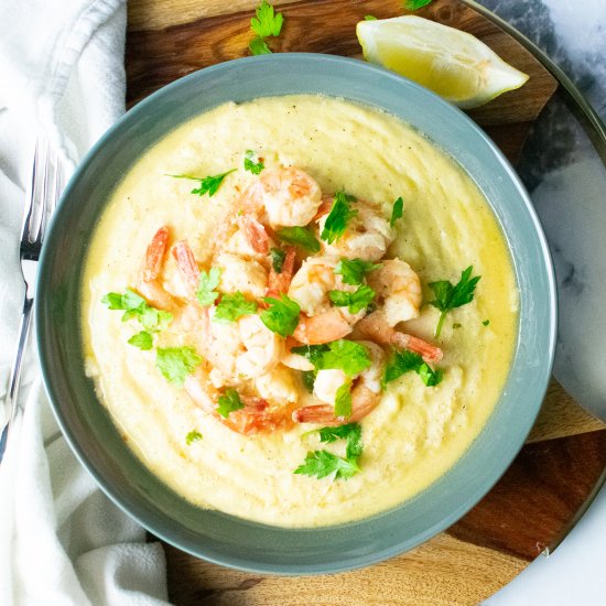 Lemon Garlic Shrimp with Polenta